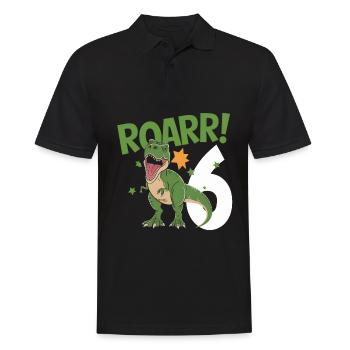 6ème anniversaire 6 ans Dino Dinosaur Fan - Polo Homme - noir - Devant - Kai (181cm)