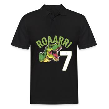 7th Birthday 7 Years Dino Dinosaur Fan - Men's Polo Shirt - black - Front - Kai (181cm)