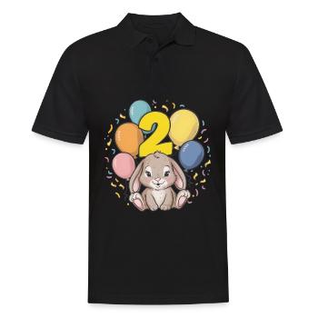 2. Geburtstag Hase Kaninchen Kindergeburtstag - Männer Poloshirt - Schwarz - Vorne - Kai (181cm)