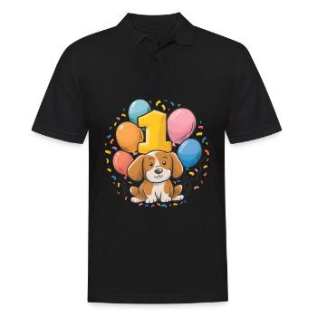 1. Geburtstag Hund Hündchen Kindergeburtstag - Männer Poloshirt - Schwarz - Vorne - Kai (181cm)