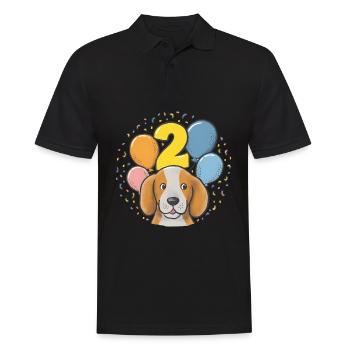 2. Geburtstag Hund Hündchen Kindergeburtstag - Männer Poloshirt - Schwarz - Vorne - Kai (181cm)