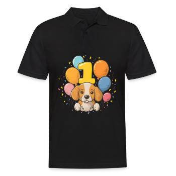 1. Geburtstag Hund Hündchen Kindergeburtstag - Männer Poloshirt - Schwarz - Vorne - Kai (181cm)