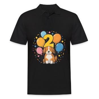 2. Geburtstag Hund Hündchen Kindergeburtstag - Männer Poloshirt - Schwarz - Vorne - Kai (181cm)