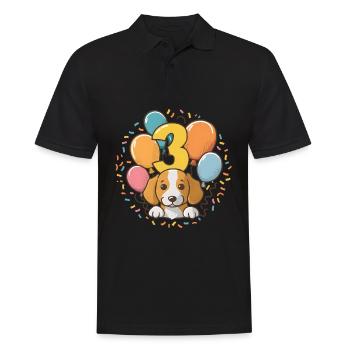 3. Geburtstag Hund Hündchen Kindergeburtstag - Männer Poloshirt - Schwarz - Vorne - Kai (181cm)