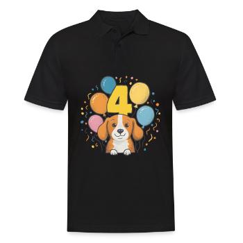 4th Birthday Dog Doggy Children's Birthday Party - Men's Polo Shirt - black - Front - Kai (181cm)