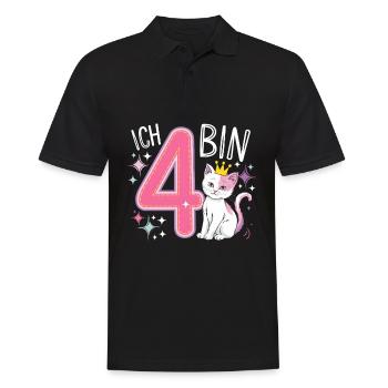 4th Birthday Cat Kitten Children's Birthday Party - Men's Polo Shirt - black - Front - Kai (181cm)