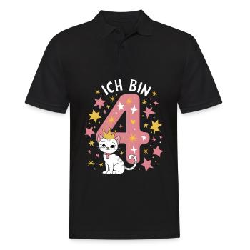 4th Birthday Cat Kitten Children's Birthday Party - Men's Polo Shirt - black - Front - Kai (181cm)