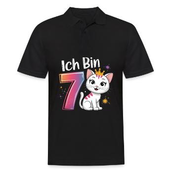 7e anniversaire chat chaton fête d’anniversaire des enfants - Polo Homme - noir - Devant - Kai (181cm)