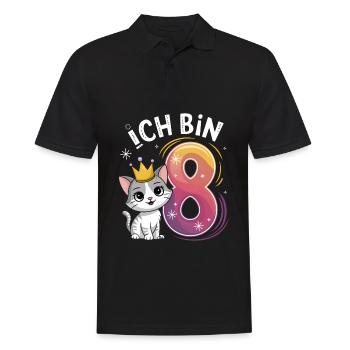 8. Geburtstag Katze Kätzchen Kindergeburtstag - Männer Poloshirt - Schwarz - Vorne - Kai (181cm)