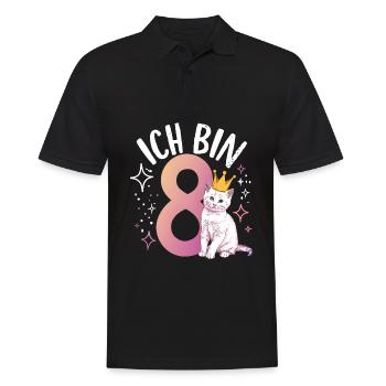 8. Geburtstag Katze Kätzchen Kindergeburtstag - Männer Poloshirt - Schwarz - Vorne - Kai (181cm)