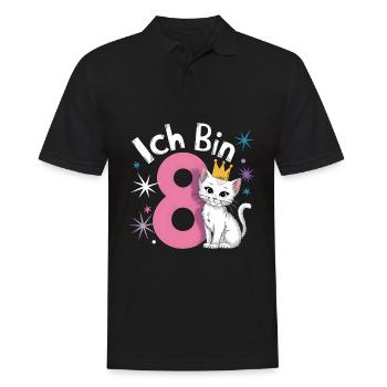 8. Geburtstag Katze Kätzchen Kindergeburtstag - Männer Poloshirt - Schwarz - Vorne - Kai (181cm)