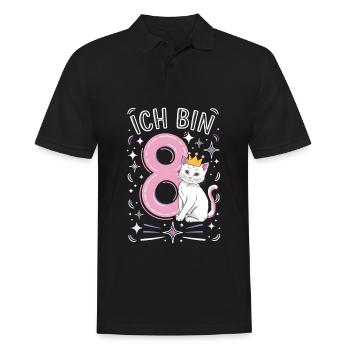 8. Geburtstag Katze Kätzchen Kindergeburtstag - Männer Poloshirt - Schwarz - Vorne - Kai (181cm)