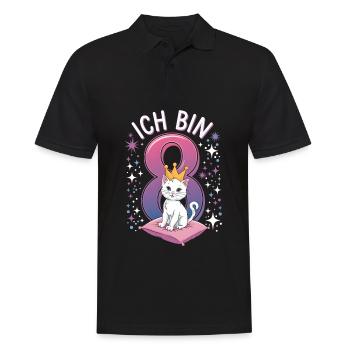 8. Geburtstag Katze Kätzchen Kindergeburtstag - Männer Poloshirt - Schwarz - Vorne - Kai (181cm)