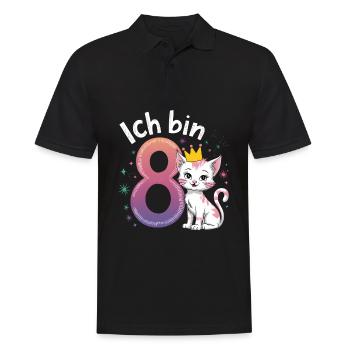 8. Geburtstag Katze Kätzchen Kindergeburtstag - Männer Poloshirt - Schwarz - Vorne - Kai (181cm)
