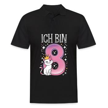 8. Geburtstag Katze Kätzchen Kindergeburtstag - Männer Poloshirt - Schwarz - Vorne - Kai (181cm)