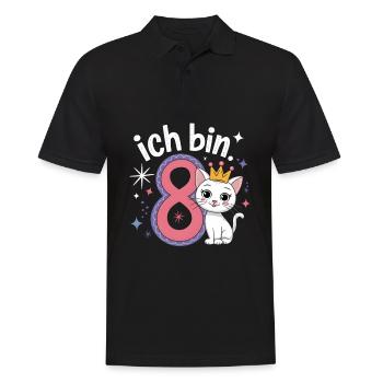 8. Geburtstag Katze Kätzchen Kindergeburtstag - Männer Poloshirt - Schwarz - Vorne - Kai (181cm)