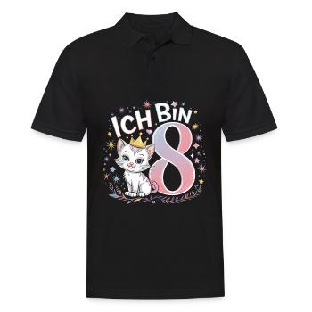 8. Geburtstag Katze Kätzchen Kindergeburtstag - Männer Poloshirt - Schwarz - Vorne - Kai (181cm)