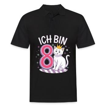 8. Geburtstag Katze Kätzchen Kindergeburtstag - Männer Poloshirt - Schwarz - Vorne - Kai (181cm)