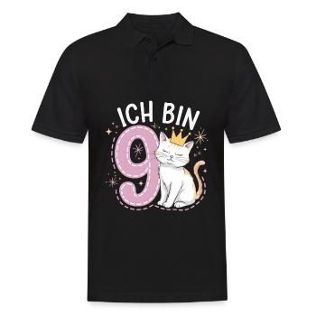 9ème anniversaire Chat Chaton Anniversaire des enfants - Polo Homme - noir - Devant - Kai (181cm)
