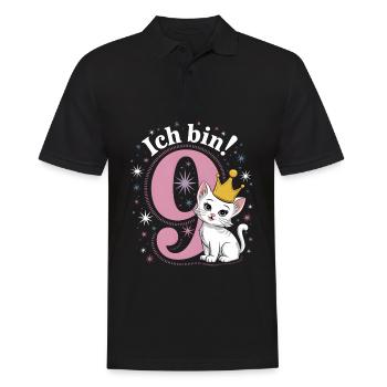 9ème anniversaire Chat Chaton Anniversaire des enfants - Polo Homme - noir - Devant - Kai (181cm)