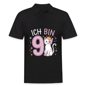 9ème anniversaire Chat Chaton Anniversaire des enfants - Polo Homme - noir - Devant - Kai (181cm)