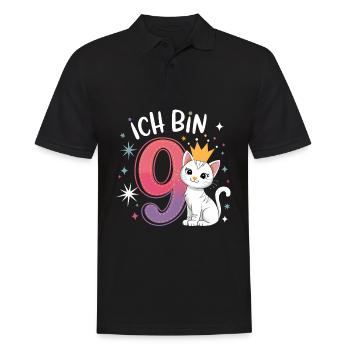 9ème anniversaire Chat Chaton Anniversaire des enfants - Polo Homme - noir - Devant - Kai (181cm)