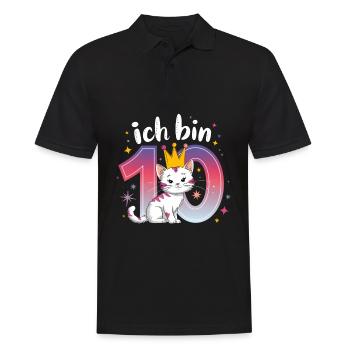 10e anniversaire Chat Chaton Anniversaire des enfants - Polo Homme - noir - Devant - Kai (181cm)