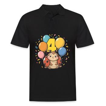 4th Birthday Ladybug Children's Birthday Party - Men's Polo Shirt - black - Front - Kai (181cm)