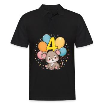 4th Birthday Mouse Children's Birthday Party - Men's Polo Shirt - black - Front - Kai (181cm)