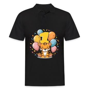 1er anniversaire Tiger Fête d’anniversaire des enfants - Polo Homme - noir - Devant - Kai (181cm)