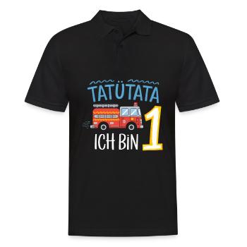 Tatütata Feuerwehr 1. Geburtstag - Männer Poloshirt - Schwarz - Vorne - Kai (181cm)