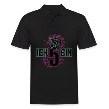 Ich Bin 5 Ninja Geburtstagsshirt - Männer Poloshirt - Schwarz - Vorne - Kai (181cm)