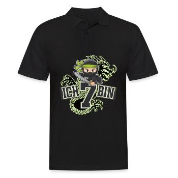 Ich Bin 7 Ninja Geburtstagsshirt - Männer Poloshirt - Schwarz - Vorne - Kai (181cm)