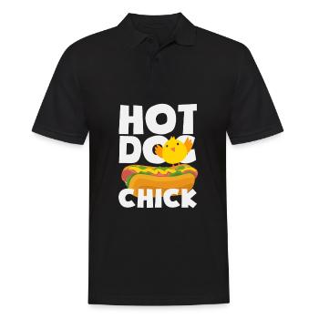 Hot Dog Poussin Style Drôle - Polo Homme - noir - Devant - Kai (181cm)