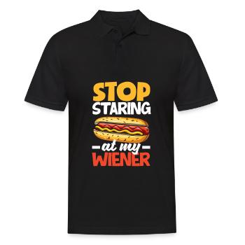 Hör Auf, Auf Meinen Hot Dog Zu Starren - Männer Poloshirt - Schwarz - Vorne - Kai (181cm)