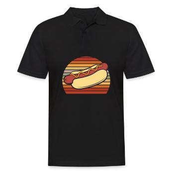 Vintage Hot Dog Retro Stripe Design - Polo Homme - noir - Devant - Kai (181cm)