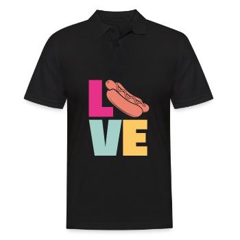 Love for hot dog fans - Men's Polo Shirt - black - Front - Kai (181cm)