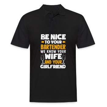 Lustiger Barkeeper Spruch Barkeeper Geschenk - Männer Poloshirt - Schwarz - Vorne - Kai (181cm)