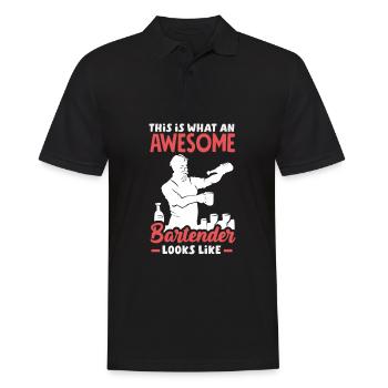 Barman drôle disant Barman cadeau - Polo Homme - noir - Devant - Kai (181cm)