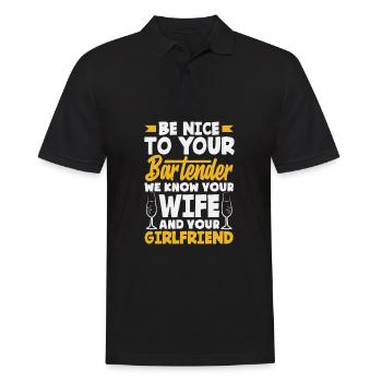 Lustiger Barkeeper Spruch Barkeeper Geschenk - Männer Poloshirt - Schwarz - Vorne - Kai (181cm)