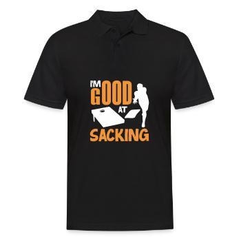 Funny Cornhole Player Gift - Men's Polo Shirt - black - Front - Kai (181cm)