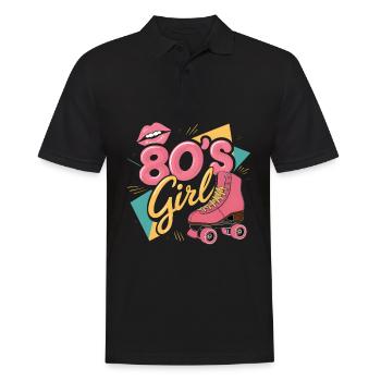 Retro 80s Girl Roller Skate Roller Skates - Men's Polo Shirt - black - Front - Kai (181cm)