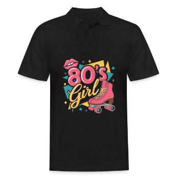 Retro 80s Girl Roller Skate Roller Skates - Men's Polo Shirt - black - Front - Kai (181cm)