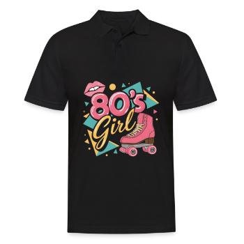Retro 80s Girl Roller Skate Roller Skates - Men's Polo Shirt - black - Front - Kai (181cm)