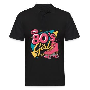 Retro 80s Girl Roller Skate Roller Skates - Men's Polo Shirt - black - Front - Kai (181cm)