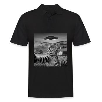 Alien Encounter Cat Selfie - Men's Polo Shirt - black - Front - Kai (181cm)
