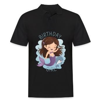 Anniversaire Fille Sirène - Polo Homme - noir - Devant - Kai (181cm)