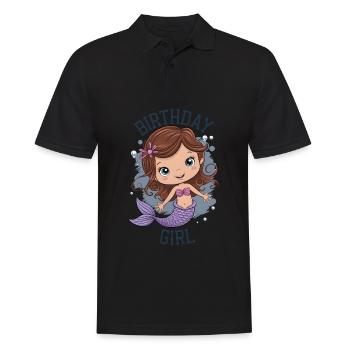 Anniversaire Fille Sirène - Polo Homme - noir - Devant - Kai (181cm)