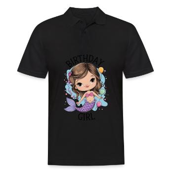 Birthday Girl Mermaid - Men's Polo Shirt - black - Front - Kai (181cm)