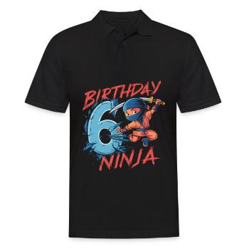 This Little Ninja Is 6 Birthday Shirt - Men's Polo Shirt - black - Front - Kai (181cm)